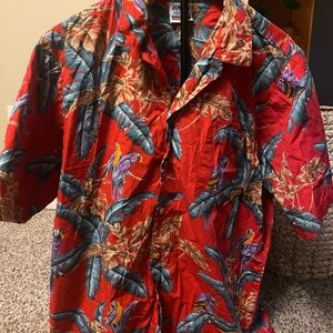 Men's Red Tropical Print Casual Shirt